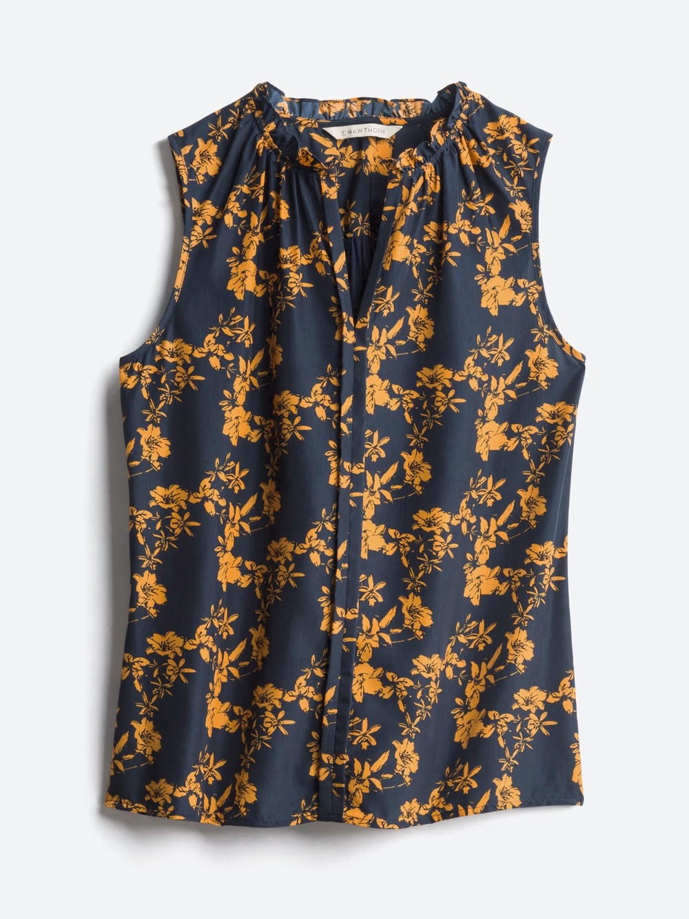 Market & Spruce Navy Tank with Mustard Floral Print